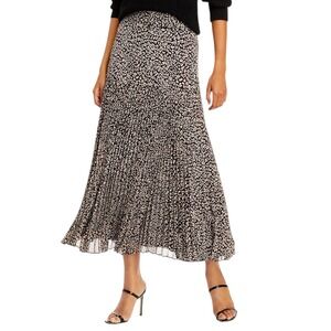 Bardot Leopard Print Lightweight Pleated A Line Maxi Skirt Size 10 Literary Chic